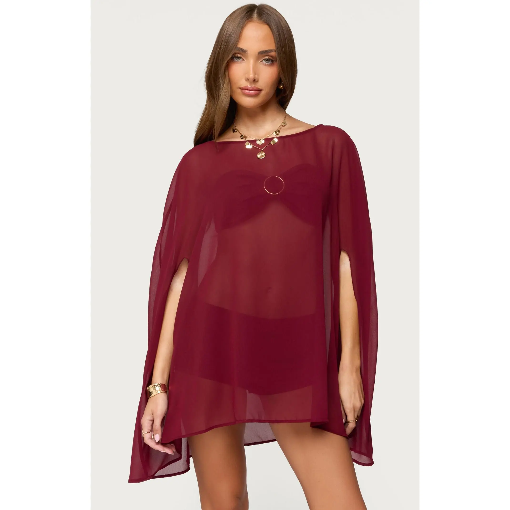 Edikted Women's Mckenzie Sheer Chiffon Poncho