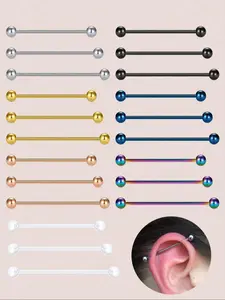 Stainless Steel Industrial Barbell, Vertical Labret Jewelry, Fashionable Piercing Jewelry for Women & Men, Trendy All-match & Exquisite Jewelry for Birthday Gift