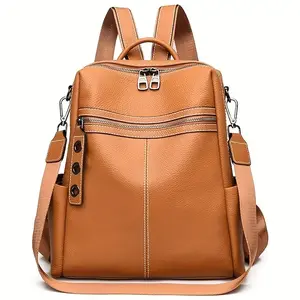 Maxoner Women's Genuine Leather Convertible Backpack Purse - Minimalist Geometric Waterproof Casual Travel Backpack, High Capacity Durable Soft Adjustable Rucksack for Adults with Local Delivery, High Capacity Backpacks