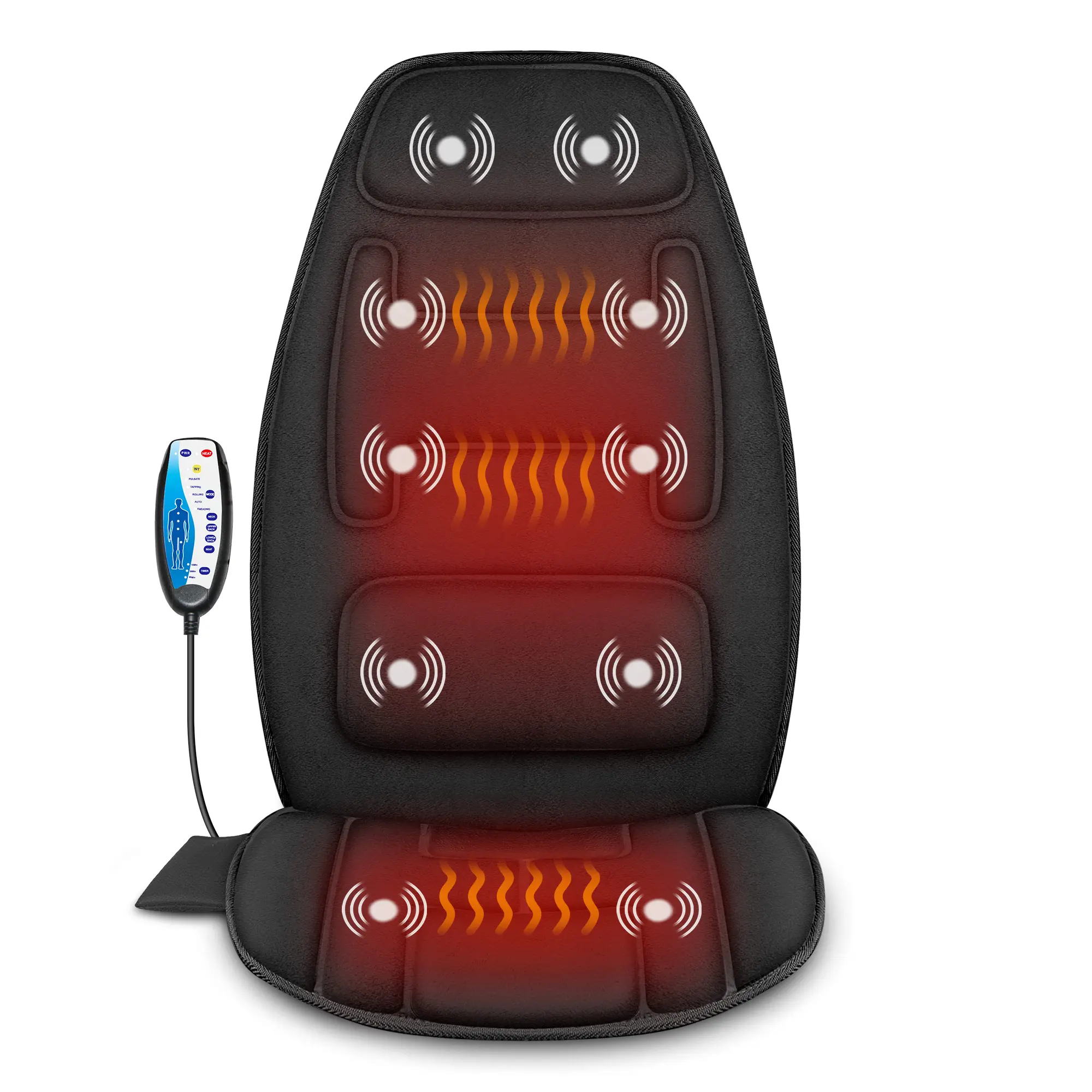 Snailax Memory Foam Massage Cushion with Heat, Vibrating Back and Seat Massager with 10 Motors for Low Back Pain Relief, Selfcare, New, Birthday, Father's Day, Polyester