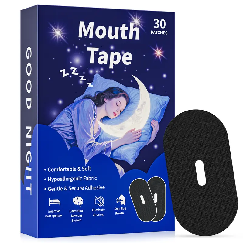 Mouth Tape for sleeping, one month supply, mouth tape, black, gentle, adhesion & 30 Strips, sports accessories