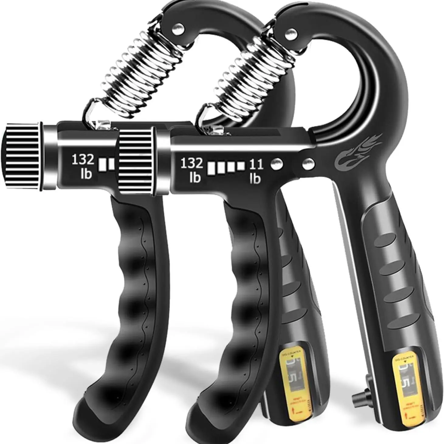 Grip Strength Trainer Plastic 2 Pack 11-132 lbs Hand Squeezer with Adjustable Resistance for Muscle Building and Injury Recovery