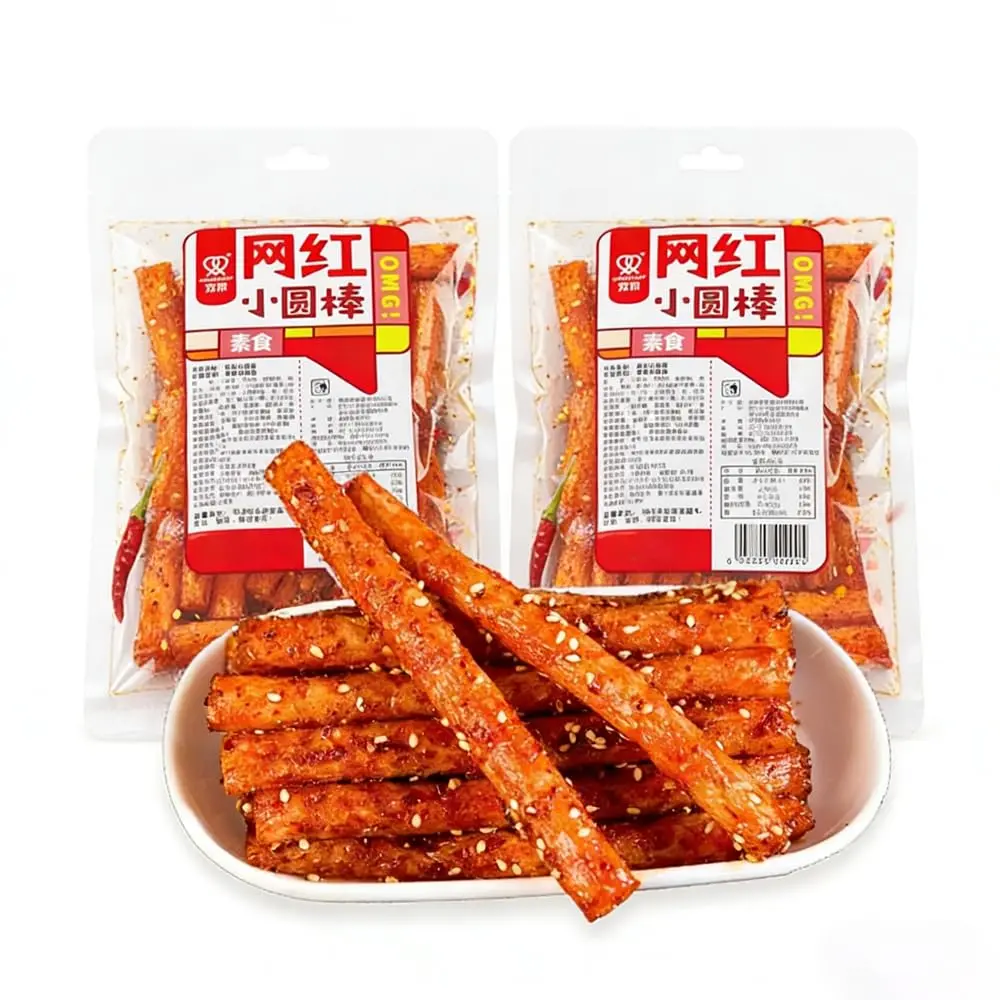 Fraunitsh Chinese Spicy Latiao Strips, 2 Pack Chewy Wheat Snack Sticks, Traditional Latiao Snack, 62g (2.18oz) Per Pack, Ready to Enjoy