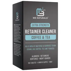 M3 Naturals Coffee & Tea Retainer Cleaner Tablets - Daily Oral Cleansing & Whitening -Removes Odors, Stains & Plaque on Denture Aligner 4 Month Supply