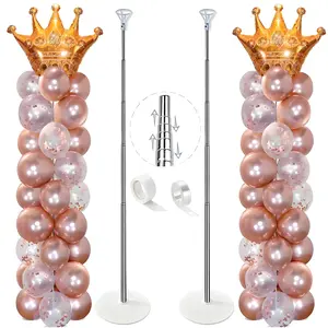 Adjustable Balloon Column Stand Set of 2 with Metal Frame 7ft Height for Party Event Decoration