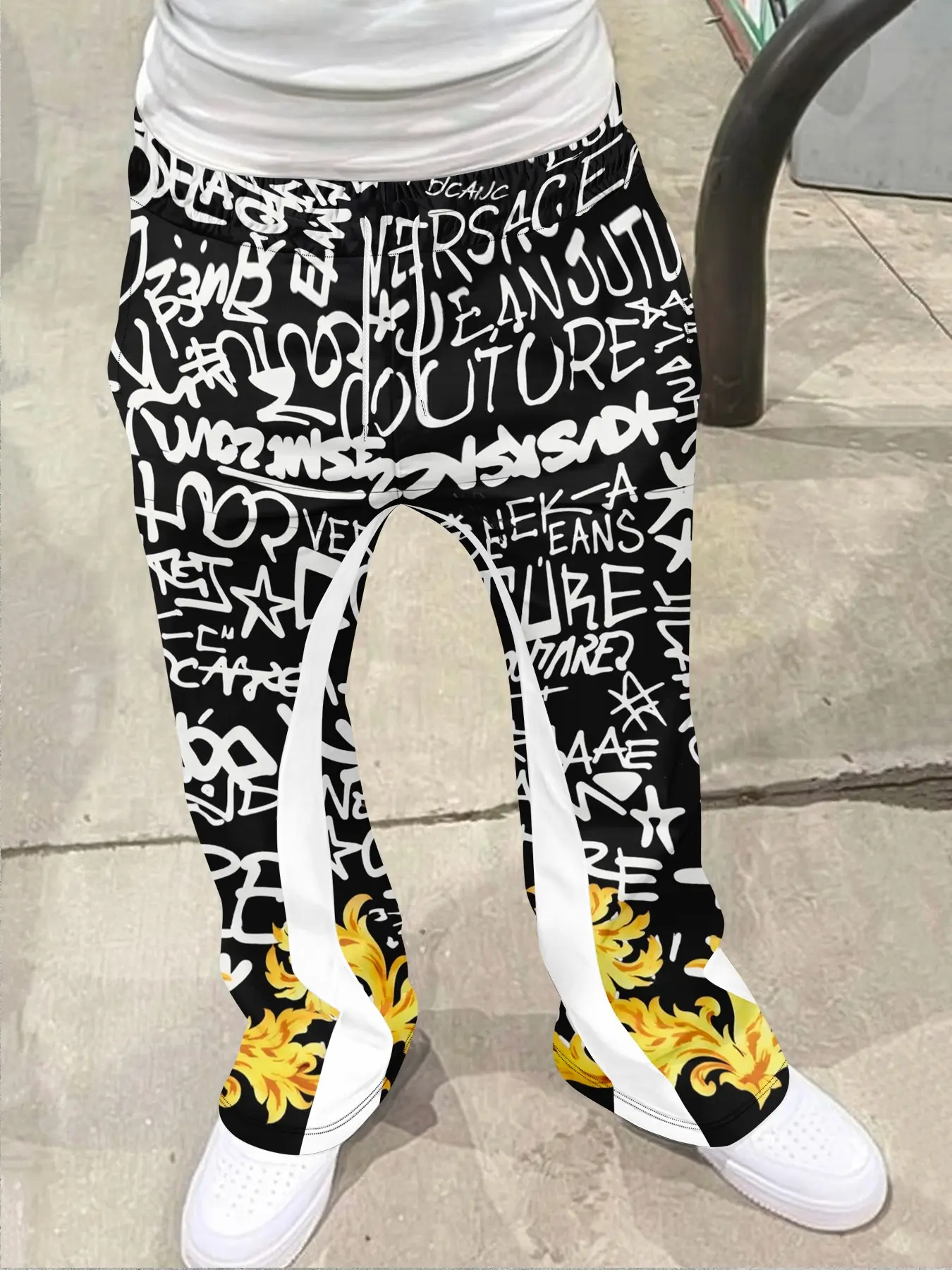 Y2K classic fashionable casual vintage geometric Flared bell bottom pants, "high street luxury style" sports pants, quality retro versatile style street style, men's and women's trendy clothing