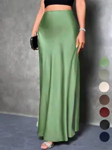 Elegant Women's High Waist Mermaid Skirt, Fashionable Satin Silky Smooth Texture, Spring Summer Long Slim Fit Half-Length Dress