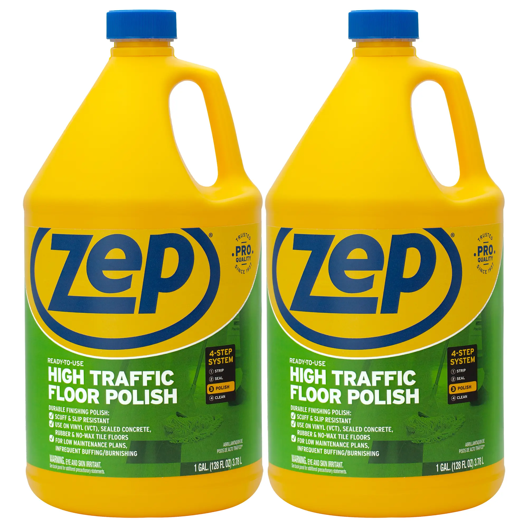 Zep High Traffic Floor Polish - 1 Gal - Scuff-Resistant, Durable Finish for Vinyl, Concrete, Rubber Floors