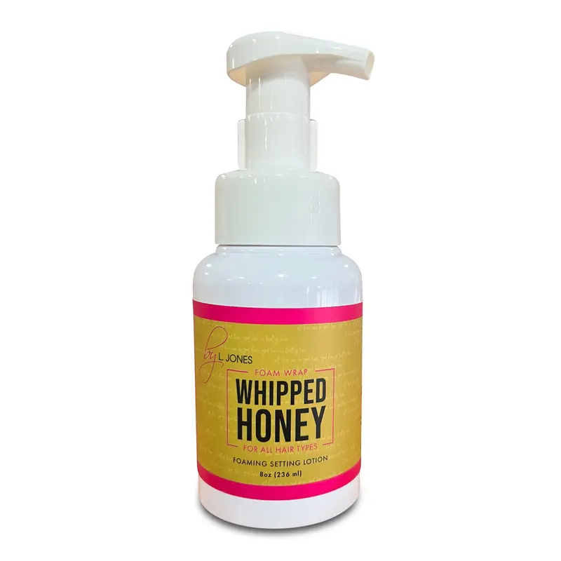 BY L. JONES Whipped Honey Foam Wrap Haircare Mousse - Alcohol-Free, Lightweight, Frizz-Control, Soft Hold, Lotion-Infused, Flawless Moisture Setting, Non-Sticky Mousse & Gel, Convenient Foaming Dispenser for All Hair Types (Color & Chemically Treated)
