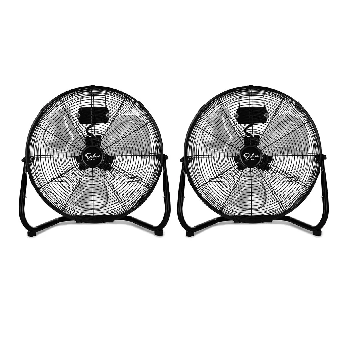 [2 Pack] Simple Deluxe 20" 3-Speed Industrial Floor Fan with Aluminum Blades, Ball Bearings, High Torque Motor, Quiet Powerful Airflow for Garage, Workshop Users