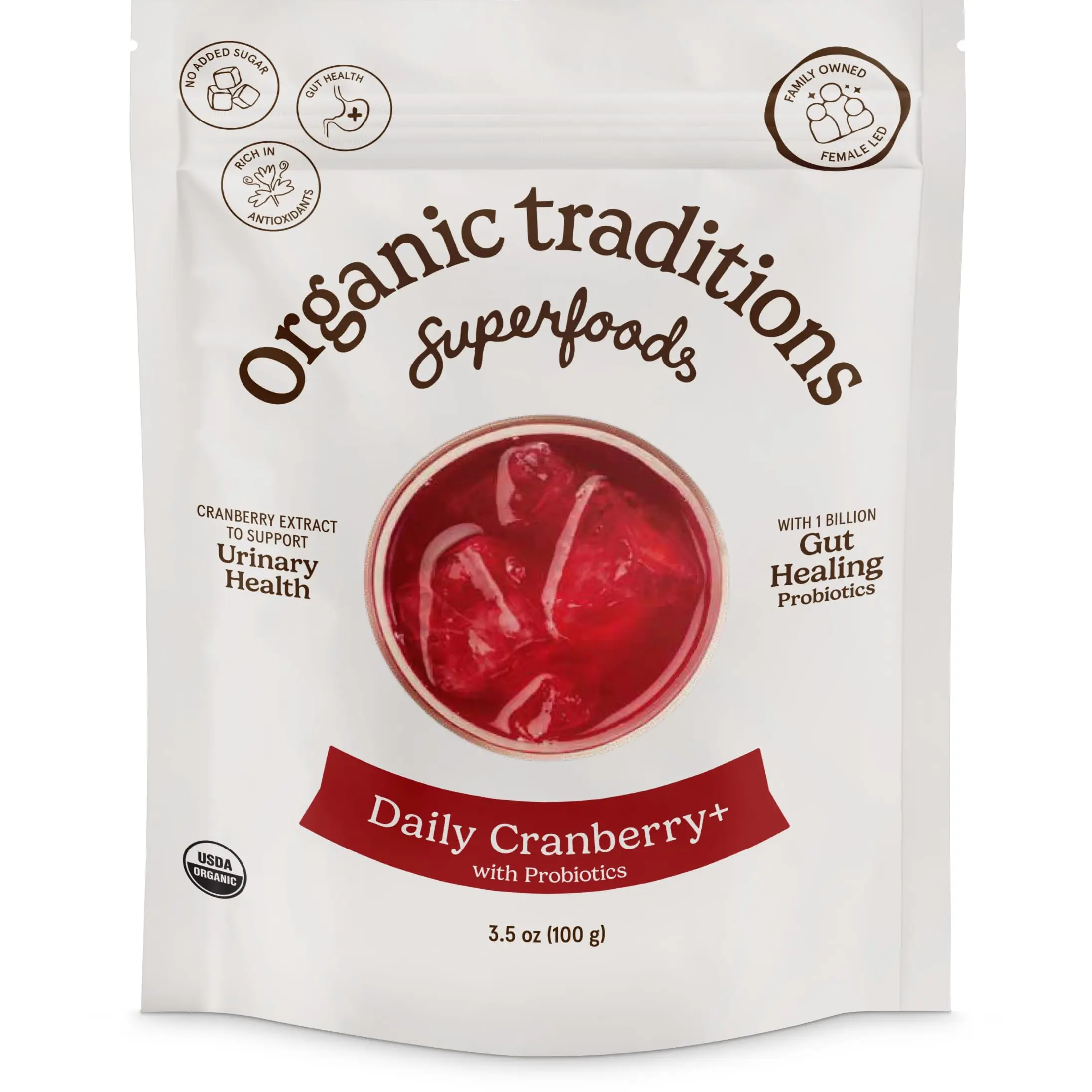 Organic Traditions Daily Cranberry + Cranberry Juice Powder Supplement 3.5oz (100g)