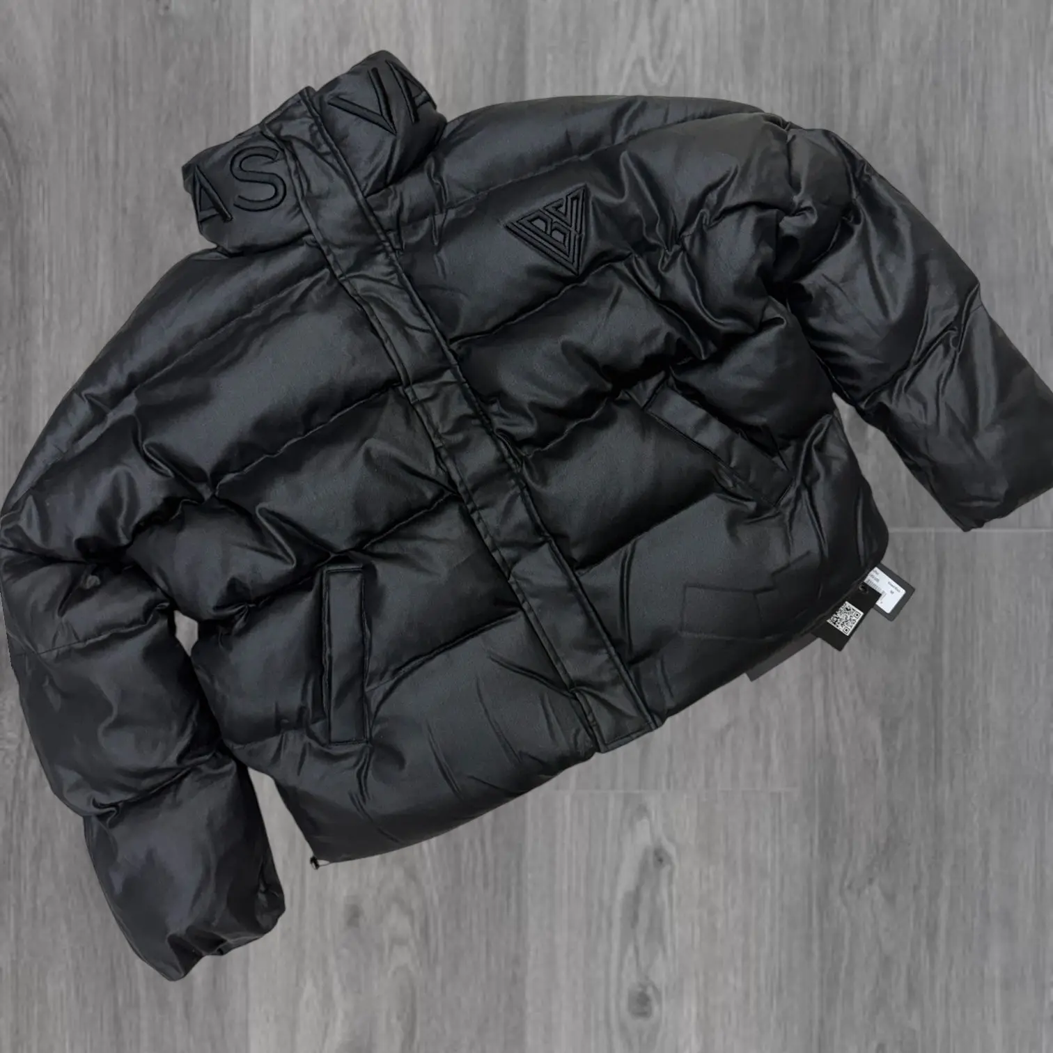 Valabasas - Oversized Bomber Puffer Waxed Jacket - Black - 1005