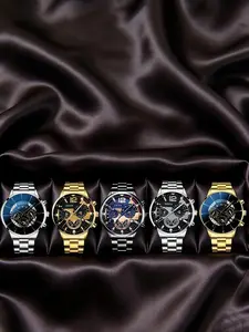 Watch set, men's high-end glass quartz watch, steel strap, men's watch, Quartz Wristwatch, Fashion Watches