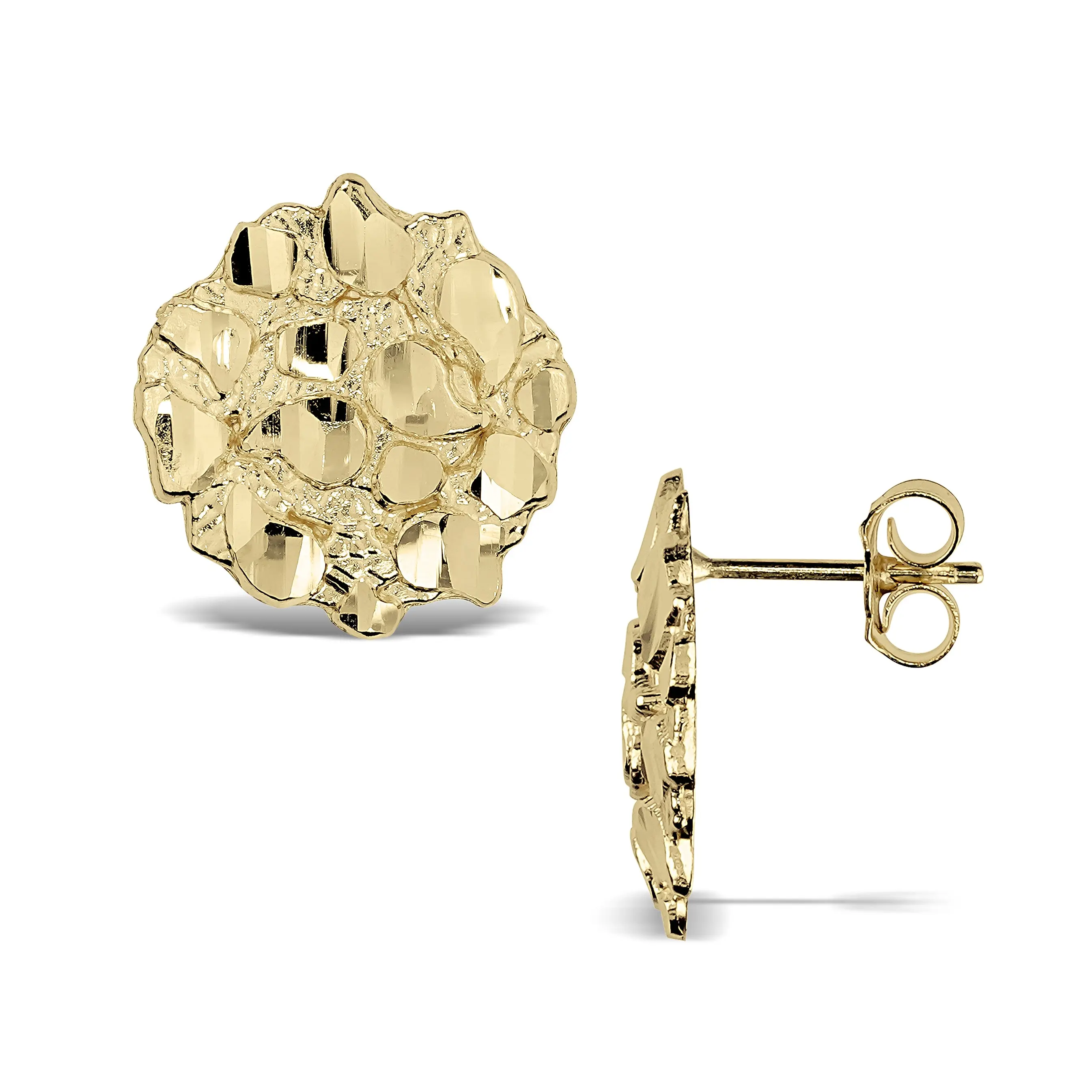 10k & 14k Gold Round Nugget Stud Earrings