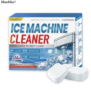Ice machine cleaner and descaler. Concentrated effervescent cleanser. Compatible with all models of ice machines, the mild citric acid formula effectively removes scale and mold. Suitable for home use (12 tablets)