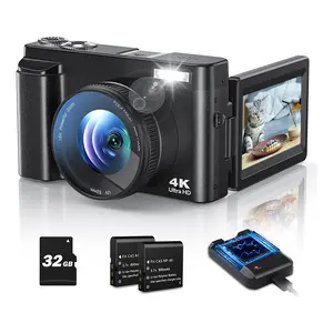 Camkory Retro 4K Vlogging Digital Camera with 180° Flip Screen – 2025 Newest Autofocus Camera, 16X Zoom, Flash, Anti-Shake, 32GB TF Card & Battery Charger Included, Perfect for YouTube, TikTok, Travel & Gifts