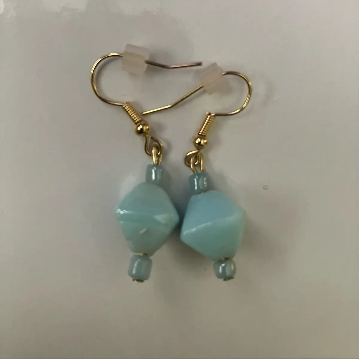 Light blue diamond shaped earrings