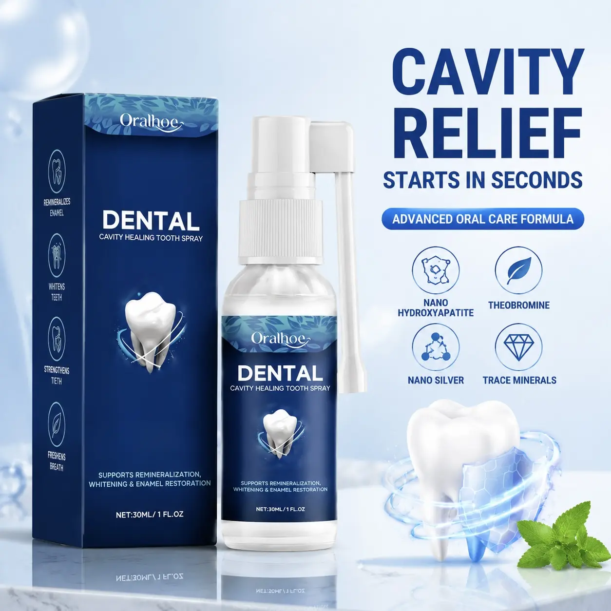 Oralhoe Tooth Care Spray 5 | Enamel Repair, Whitening & Fresh Breath | Gentle Oral Care for Daily Dental Hygiene