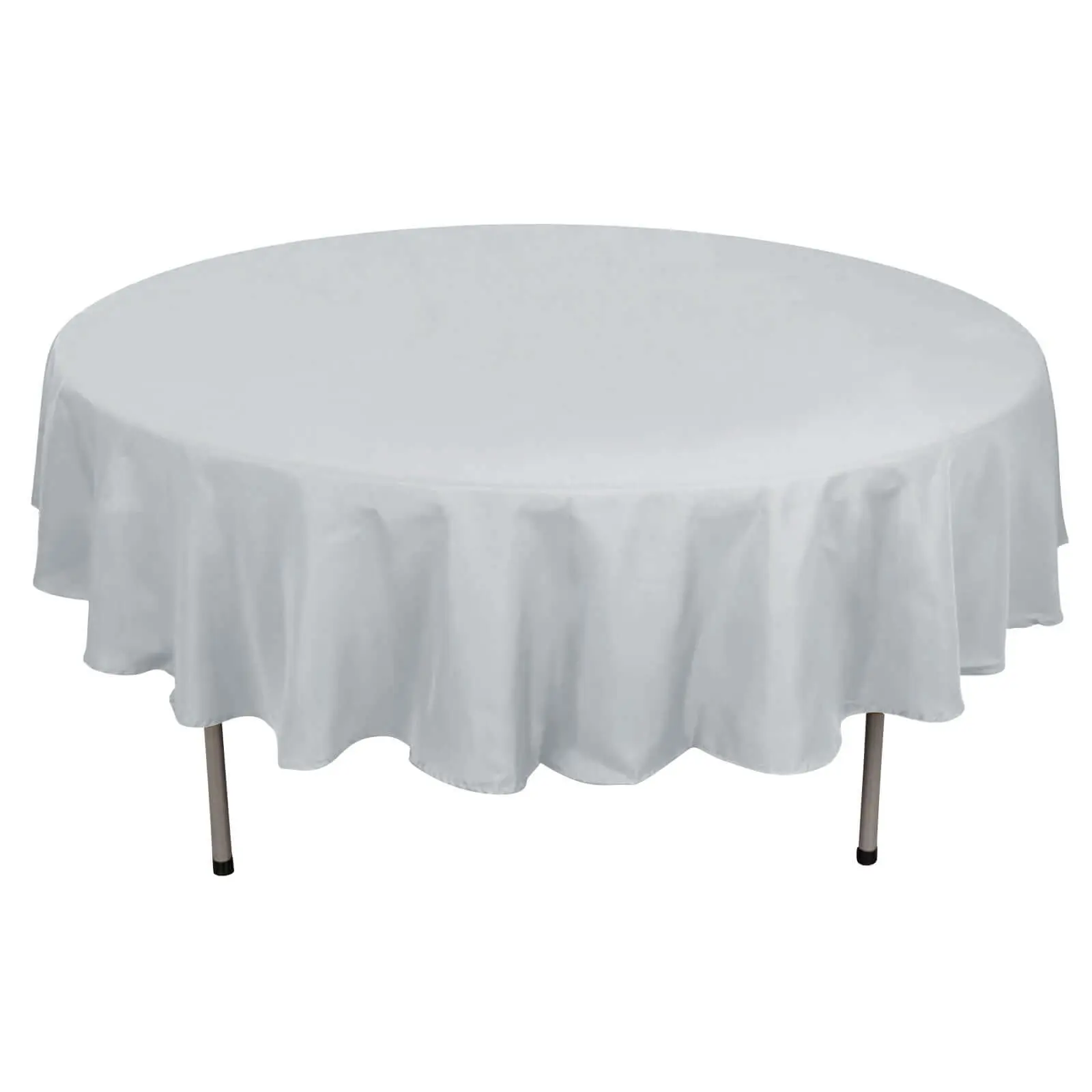 90" Round Polyester Outdoor Tablecloth - Silver, Stain-Resistant, Wrinkle-Resistant, Washable Picnic Table Cover for Birthday, Wedding, Thanksgiving Casual Occasions