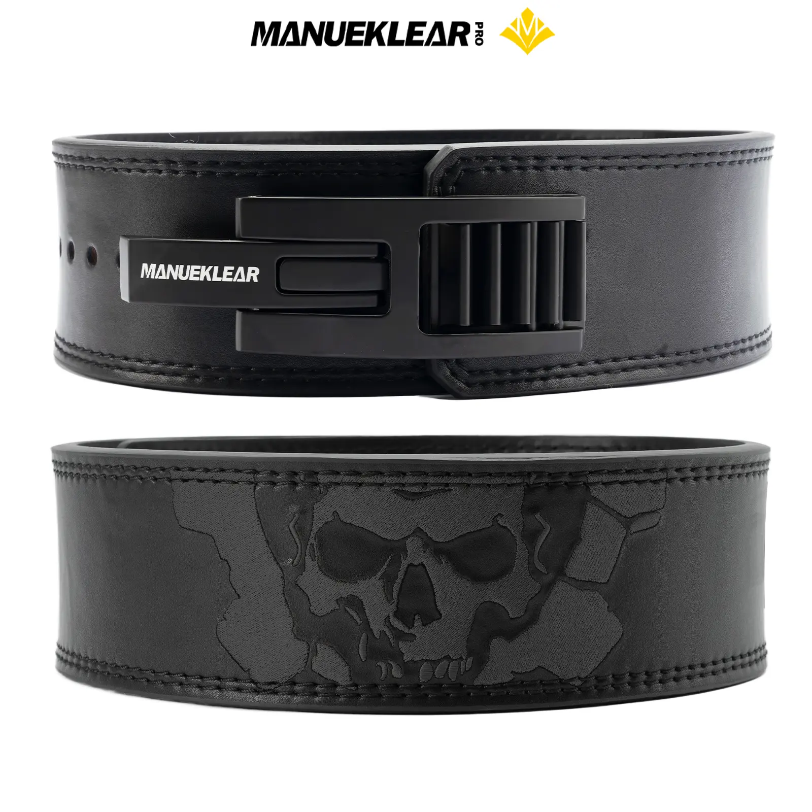 M MANUEKLEAR 10mm Leather Gym Belt, Heavy Duty Workout Fitness & Crossfit Belt for Men with Quick-Lock Lever for Weightlifting & Maximum Support, Fitness Workout Accessories