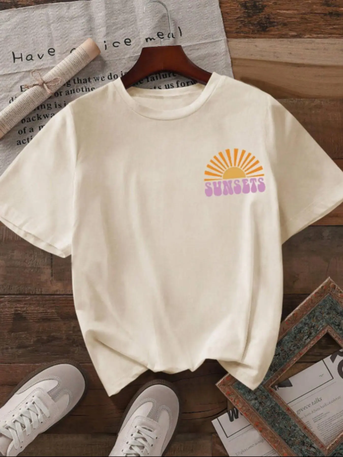 Women's Casual Graphic T-Shirt, Short Sleeve Crew Neck Summer Style, Chevron Tie-Dye Print Comfortable Top