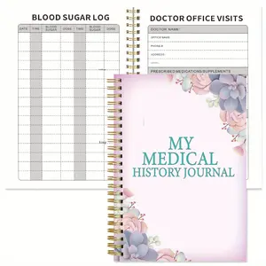 1pc chronic disease record notebook, tracking symptoms, medications, and vital signs through specialized forms, medical diary, health monitoring, spiral bound notebook, health tracker, female spiral daily plan, 5.5x8.3 inches