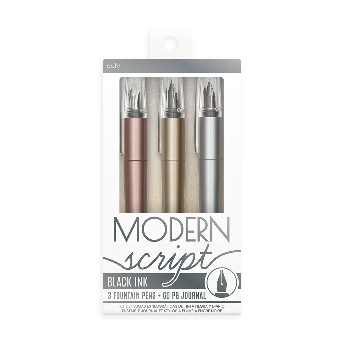 Modern Script Fountain Pens and Journal - Set of 3 60 Pages