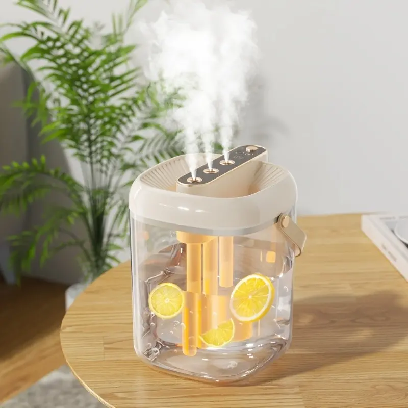 Smart Three Spray Humidifier Large Capacity 2L Water Tank, Warm Night Light, No Water Protection, Four Spray Modes, Quiet Operation, Usb Powered Humidifier Cool Mist Humidifiers, Humidifier For Home