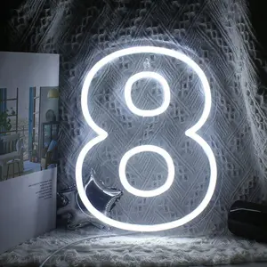 Number Shaped Neon Sign, USB Plug-in LED Light, Led Neon Lights, Wall Decor for Home Living Room Bedroom, Perfect for Birthday Gifts, Home Decor, Memorial Wall Mounted
