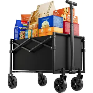 Lite Collapsible Folding Wagon - Lightweight Utility Cart, 50L Capacity, 220 lbs Load, Compact Fold, Perfect for Beach, Garden, Shopping, Outdoor Activities