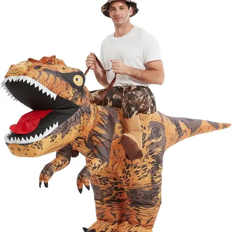 GOOSH Adult Inflatable T-Rex Dinosaur Costume Set - Wearable Blow Up Dinosaur Costume, Vibrant Breathable Fabric, Adjustable Waist, Secure Fit, Lightweight Flexibility, 63in for 5-5.5ft, Halloween Cosplay (Festive Party Accessory), Wearable Dinosaur Costu