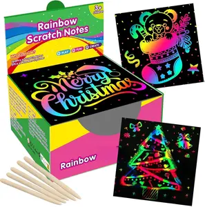 165 Rainbow Scratch Paper Art Crafts Mini Notes, Safe Unisex PVC-Free Stocking Stuffers & Classroom Prizes for Kids (4-10 Years Old) School Supplies Birthday Party Activity Toy