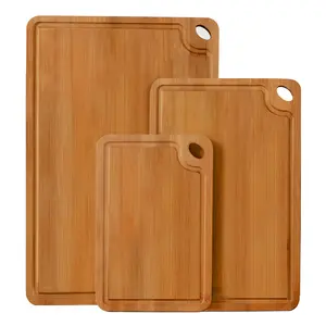 Bamboo Cutting Board Set with Juice Groove & Handle, Durable Chopping Board for Meat, Vegetables & Fruits, Easy to Clean Kitchen Prep & Serving Board