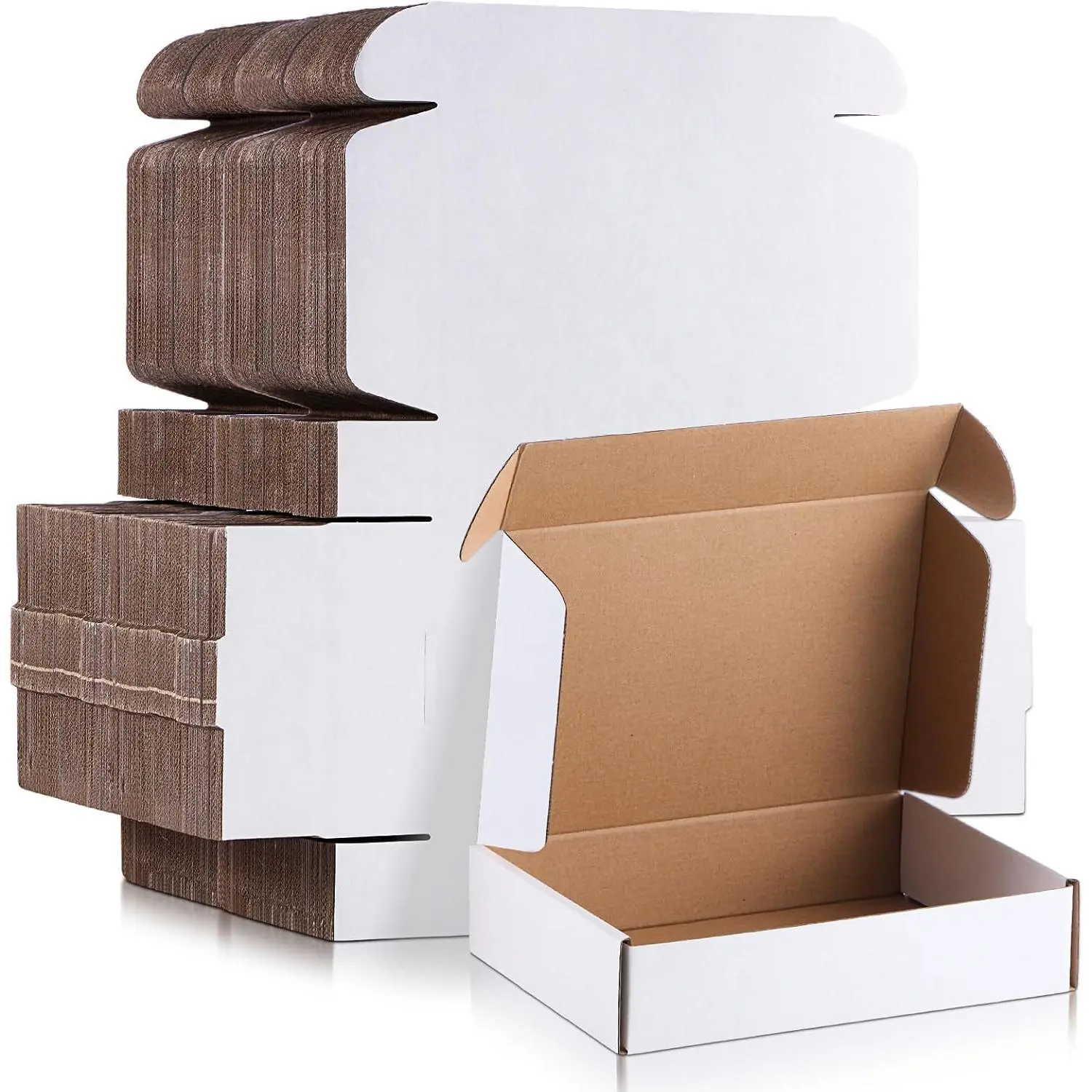 Modern Corrugated White Cardboard Shipping Boxes (200 Count, 7.09x5.12x1.97 In) - Home Organizer Storage Bins for Small Business Mailing, Gifts, Present Packaging