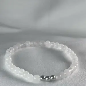 The Trinity Bracelet (4mm White Jade) - Elegant Design with White Jade Beads