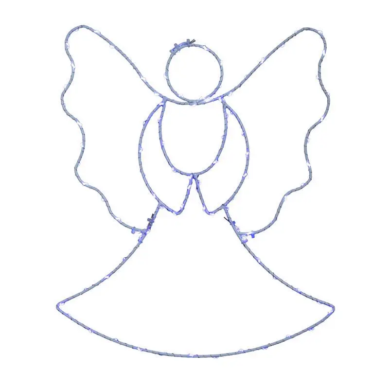 Celebrations 13 in. Plug-In LED Multi-Angel Silhouette Hanging Christmas Ornaments, Angel Figurine Holiday Decor with Colorful LED Lights & Assorted Multicolored Color-Changing Accents
