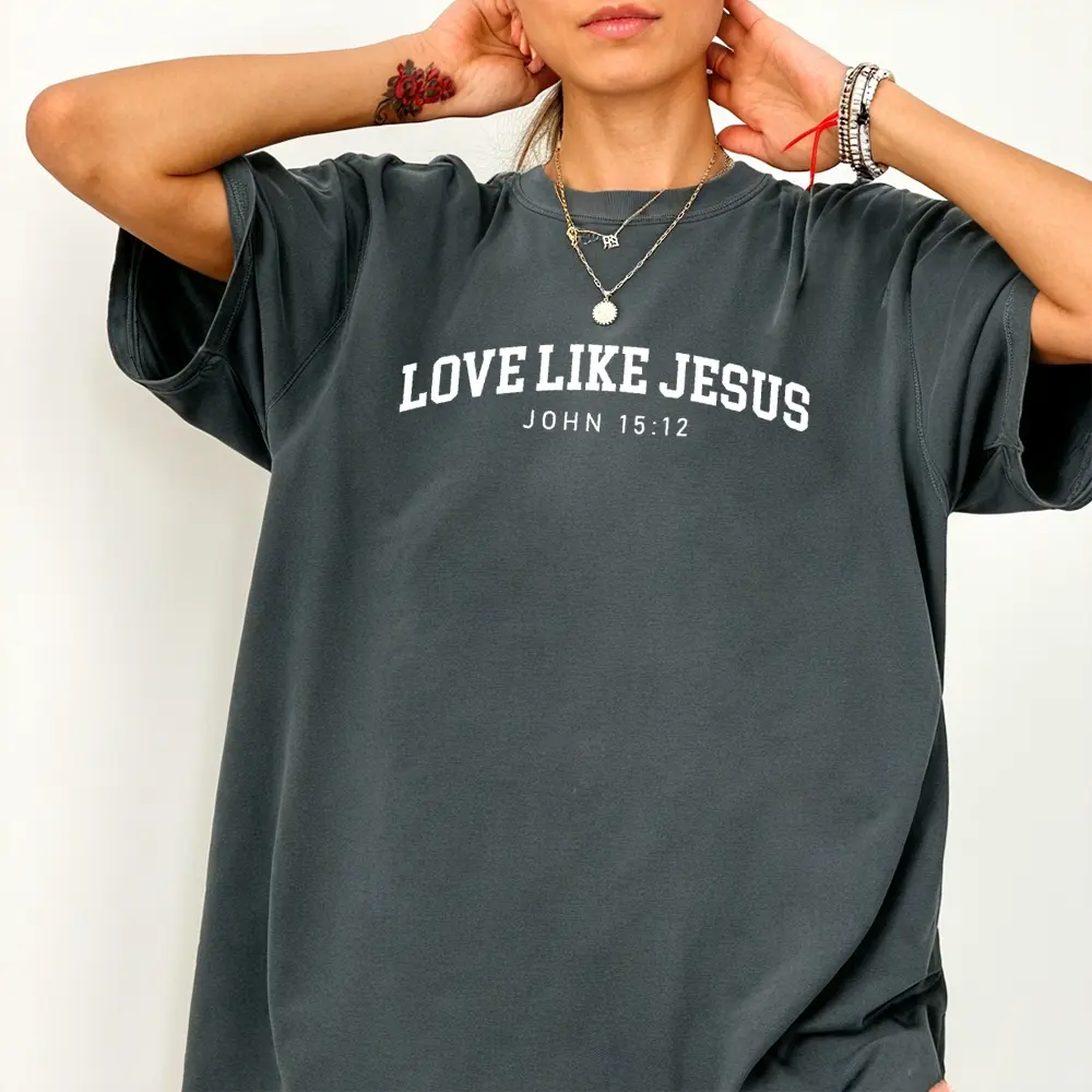 Women's Oversized Round Neck Baggy Bible Print Christian Graphic Tee, Unisex Casual Top, Bible Verse Apparel, Gift for Jesus Lovers, Short Sleeves