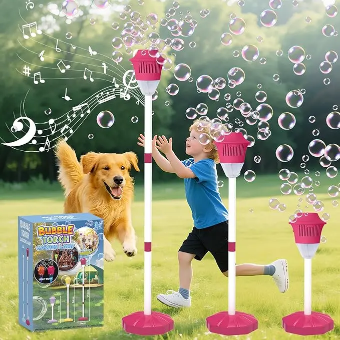 Blue Automatic Vertical Bubble Machine for Kids - Height Adjustable Up to 47 in Outdoor Battery-Operated Bubble Maker with Light & Music, Toddlers Birthday Party Gift, Summervibes Festive Supplies, Vertical Bubble Maker homeessentials