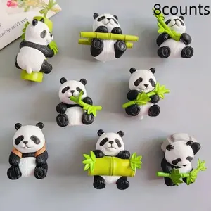 8 Piece Cartoon 3D Real Panda Magnet Stickers, Creative Home Decor, Travel Souvenirs, Cute Magnetic Stickers, Perfect for Fridge, Car, Home Decor, Decoration