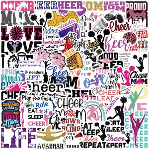 50 Cartoon Cheerleading Cheer Stickers for Luggage, Notebook Decoration, Personalized Waterproof Removable Non-Repeat Decals
