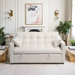 Sleeper Sofa Bed, 3-in-1 Velvet Pull Out Couch with Armrests, Storage Pockets and 2 Pillows, Adjustable Backrest, Sofa Bed Couch for Living Room, Bedroom Variable bed 69.7inch*46.5inch