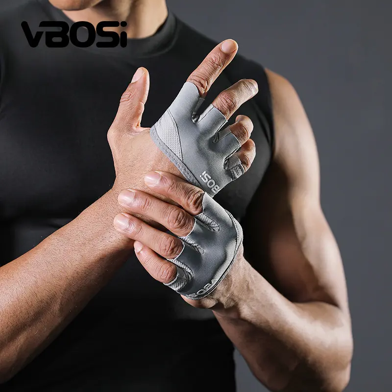 Anti-Slip Fitness Gloves 1pair Unisex Half-Finger Fitness Gloves |   Anti-Slip Breathable Quick-Dry Moisture-Wicking Fabric, Ergonomic Finger Support & Lightweight for Yoga, Pilates, Gym Workouts - Light Gray/Pink/Black, Gym Accessories