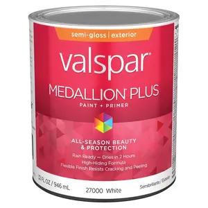 212 MAIN Valspar 1 qt. Medallion Acrylic Latex House Trim Paint & Primer - White, Weatherproof, Mildew-Resistant for Wood, Outdoor Masonry (Office & School Maintenance Supply)