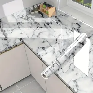 Self-adhesive Marble Pattern Wallpaper, Waterproof & Oil-proof Wall Sticker, Kitchen Countertop Renovation Wallpaper, Wall Decor for Home Kitchen Bathroom, Marble Backsplash Wallpaper, Peel and Stick Wallpaper Designs