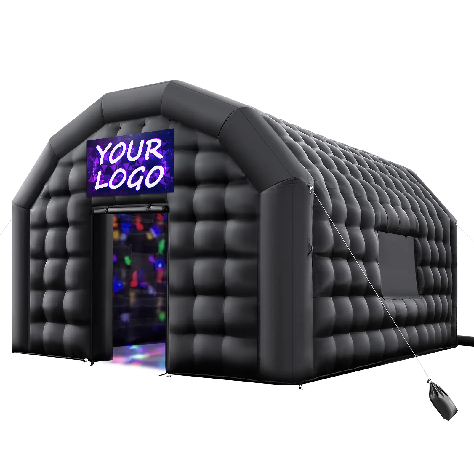【SummerFinds】VEVOR Inflatable Nightclub, 17.72 x 16.4 x 13.9 ft Inflatable Party Tent with 680W Blower & Sandbag, Ventilated Blow up Night Club with 2 Windows, Air Cube House for Event Birthday Wedding Party, Durable, Multi Purpose Inflatable