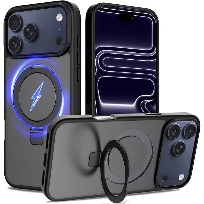 Ultra-Magnetic O-Stand Case for Phone 17/17 Air/17 Pro/17 Pro Max 16 15 14 13 12 11 phone cases| 2-in-1 Kickstand| Military-Grade Drop Protection| Premium Matte Finish  (Black)