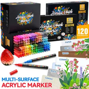 Acrylic Paint Marker Set, 36/72/120 Colors Available, Ultra-Fine 0.7mm Tip, Ideal for Rock Painting, Glass, Wood, Metal, Handmade Crafts