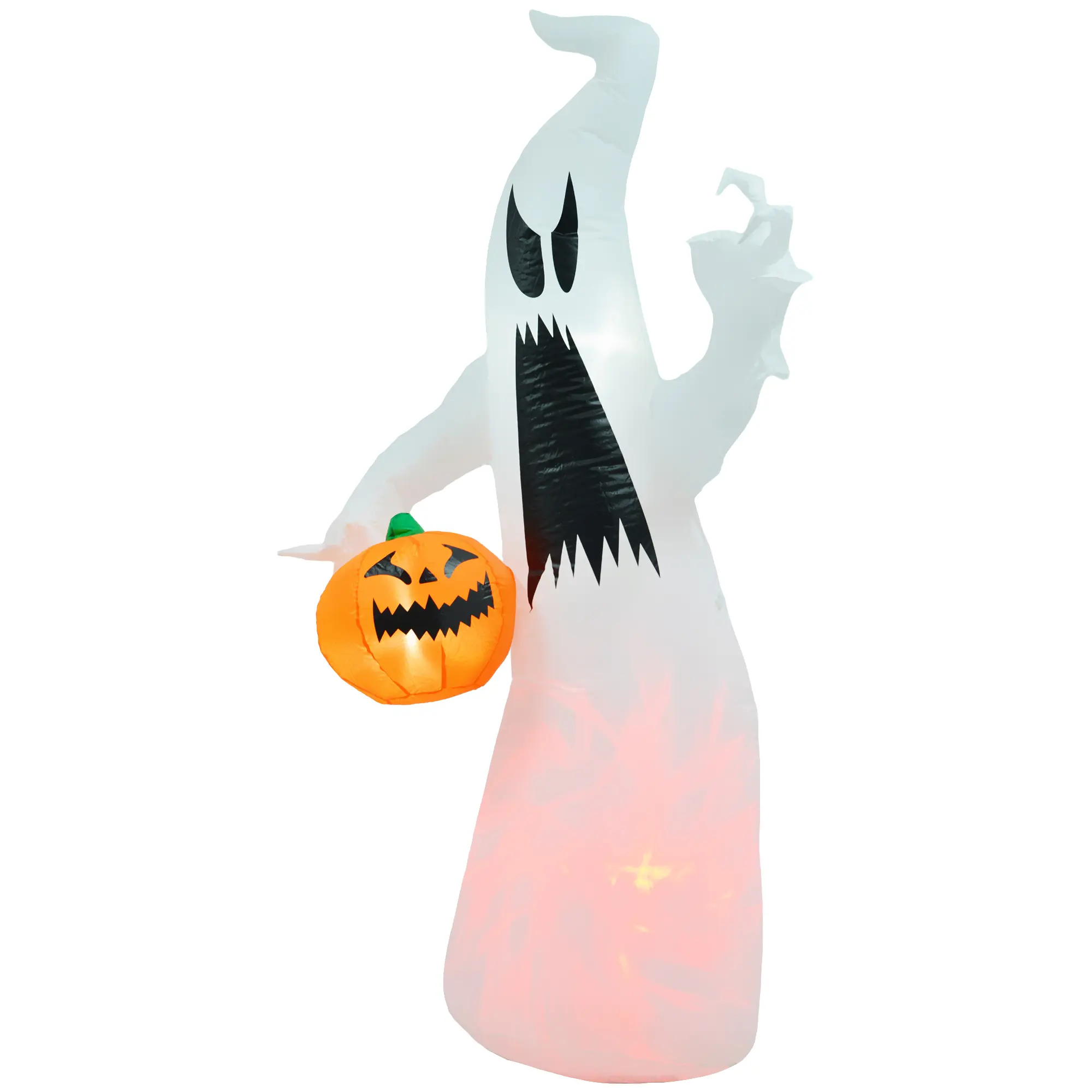 Outdoor Halloween Spooky Ghost Inflatable Decor with Pumpkin Prop, Ghost Face, Water-Proof, Mild Rain-Resistant, Easy Setup, Plug-In Auto-Inflate, Unplug Deflate for Trick-or-Treat Haunted House Halloween Aesthetic