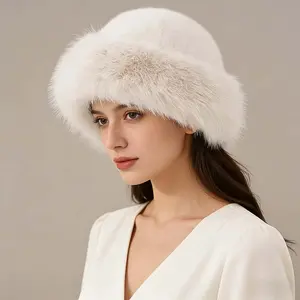 Women's Winter Warm Plush Hat, Outdoor Hat, Large Brim Design for Cold Weather Protection, Stylish, Cozy & Practical Accessory for Daily Wear