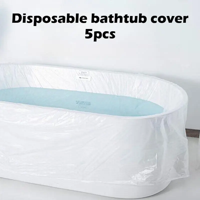 5pcs disposable portable bathtub covers lined with plastic bags, suitable for salons, homes, and hotel bathtubs, a great helper for travel and business trips
